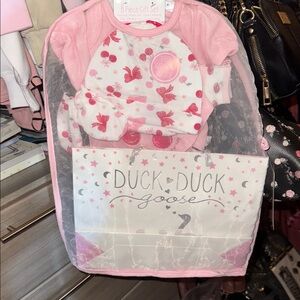 Duck Duck Goose Baby Gift Set in Pink and White